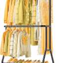 EAGMAK Heavy Duty Clothes Rack with Wheels, Double Rod, 655 lb, Black