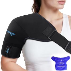 NEWGO Shoulder Ice Pack Wrap - FSA Eligible, Reusable Gel Cold Compression Sleeve for Rotator Cuff, Shoulder Surgery Recovery & Injuries, Tendinitis, Frozen Shoulder - Fits Both Shoulders, Medium-Black