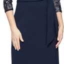Alex Evenings Womens Cocktail Dress with Tie Waist (8, Navy Embroidery)