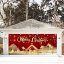 DARUNAXY Red Jesus Christmas Garage Door Decorations, 16X7ft Merry Christmas Garage Door Banner Backdrop Holy Nativity Religion Christmas Holidays Mural Background for Xmas Eve Happy New Year