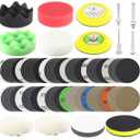 134Pcs Sandpaper 3Inch Sanding Disc Drill Polishing Kit, Wet Sanding Paper Headlight Restoration Kit, 60-10000Grit Hook & Loop Sandpaper Set for Car Wood Metal Glass Resin Expoxy