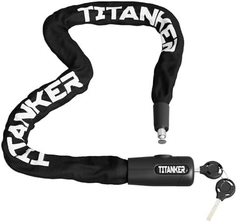 Titanker Bike Chain Lock with Keys, 3.3 Feet Security Heavy Duty Anti-Theft Bicycle Chain Locks for Bike, Motorcycle, Bicycle, Door, Gate, Fence, Grill (6mm, 8mm, 10mm Thick Chain)