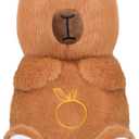 Breathing Stuffed Animal, Sleepy Capybara Plush for Kids Gift, Soothing Breathing Capybara Stuffed Animal with Realistic Breathing Motion and Lights Music (Yellow)