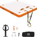 Inflatable Floating Dock Swim Air Platform, 6ft/8ft Inflatable Air Dock Platform Floating Island Raft with Non-Slip Surface, Island Raft Mat for Pool Beach Ocean (6*5.3ft Orange)