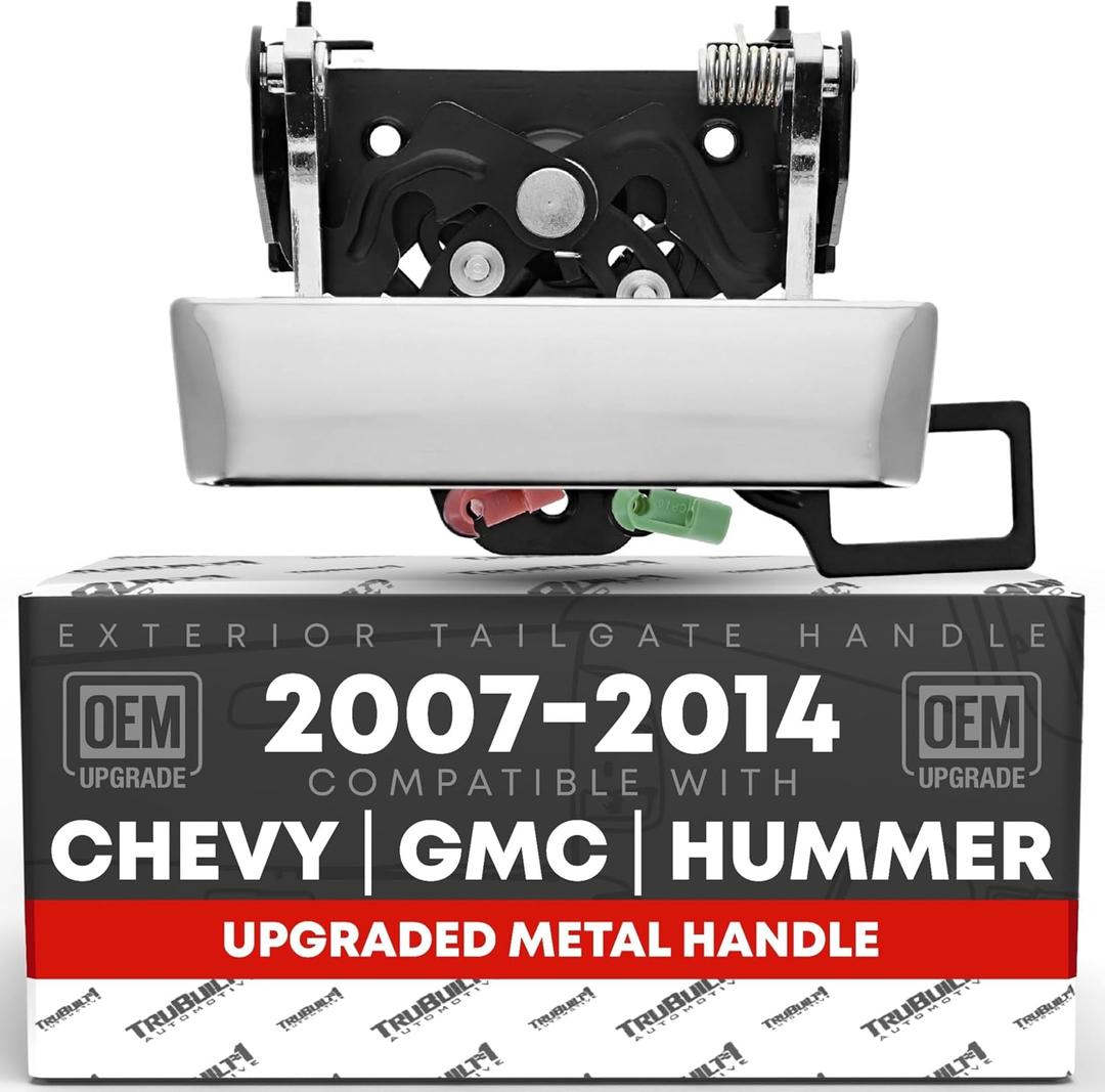 Tailgate Handle, Upgraded Metal - Compatible with 2007-2013 Chevrolet Avalanche, 07-2014 Silverado 1500, 2500 HD, 3500 HD; 07-14 GMC Sierra 1500, 2500, 3500; 09-10 Hummer - Chrome - 20928119, 2088035