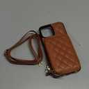 Bocasal Crossbody Wallet Case for iPhone 13 Pro Max, RFID Blocking PU Leather Zipper Handbag Purse Flip Cover, Kickstand Folio Case with Card Slots Holder Wrist Strap Lanyard 5G 6.7 Inch (Brown)