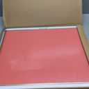 Lightomorrow Bulletin Board 23.6 x 17.7 inches, Coral Red Pin Board, Golden Aluminum Framed Fabric Cork Board with 10 Push Pins