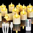 Homemory Rechargeable Flameless Candles, 2/4/6/8H Timer LED Votive Candles, 6 PCS Battery Operated Tea Lights with Timer for Table, Wedding, Christmas (USB Charging Cable Included) (Ivory Base (6 Pack,Rechargeable))