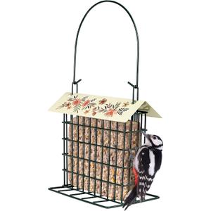 Wild Wings Decorative Metal Suet Cage Feeder for Outdoor Dcor Wild Bird Feeders, 1 Suet Cake Capacity, Hanging Suet Feeder, Black