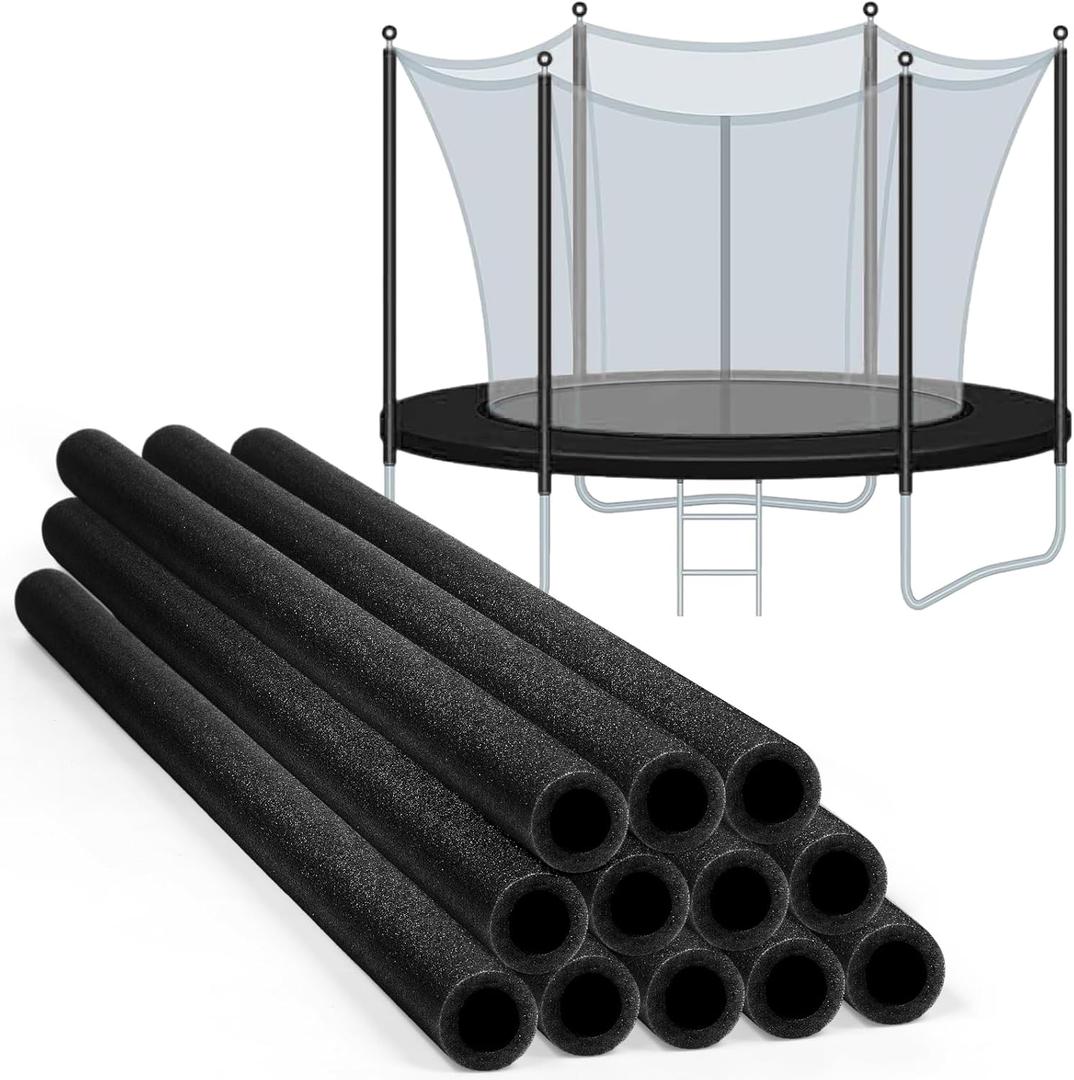 12 Pcs Trampoline Pole Foam Sleeve 35.4" Length 2025 Upgrade Materials Waterproof Trampoline Poles Cover Replacement for Outdoor Accessories (Black)