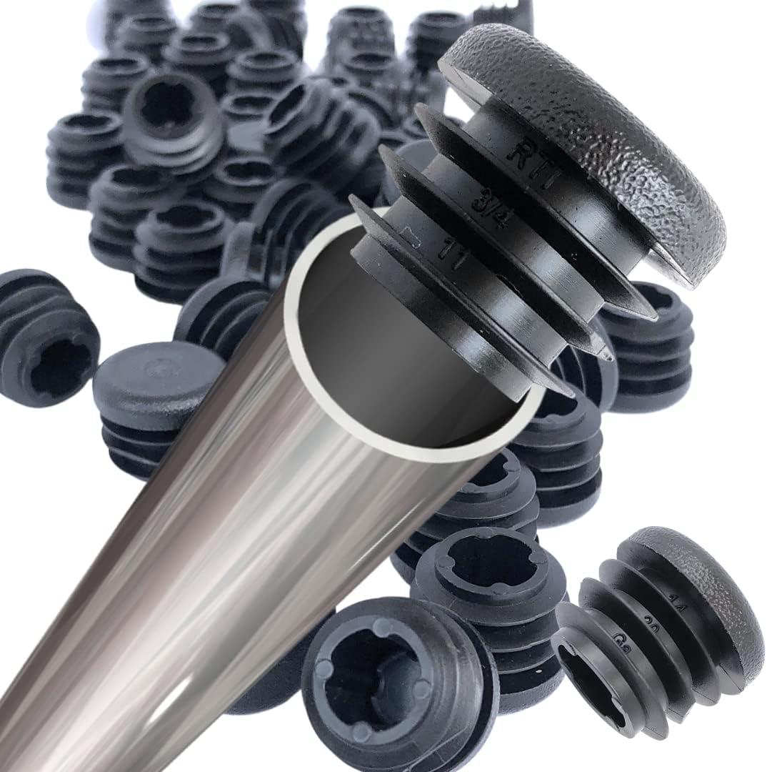 1 Inch Extra Durable Round Tubing End Cap (1-Inch Outer Dimension of Tube), 10/14 Gauge 20 Pack, Durable Black Plastic LDPE, Chair Glides (20, 10-14 Gauge)