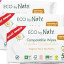 Eco by Naty Baby Wipes Unscented - 100% Compostable and Plant-Based Wipes, Good for Babies and Newborn Sensitive Skin (168 Count - 3 packs of 56)