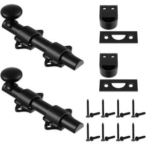 Tandefio 2 Pcs Dutch Door Bolt 4 Inch Surface Bolt Sliding Door Locks Hardware Solid Brass Latch, Attic Latch for Dutch Slide Barn(Black)