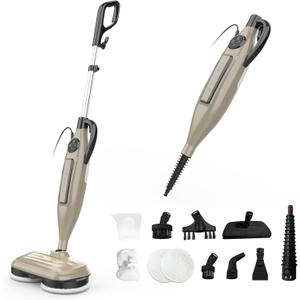 DEVOAC VM6 Scrubbing Steam Mop with Rotating Mop Pads, 10 in 1 Steam Mop, Lightweight Spin Mop & 3 Steam Modes for Hard Floor Laminate Marble Floors (Auster)