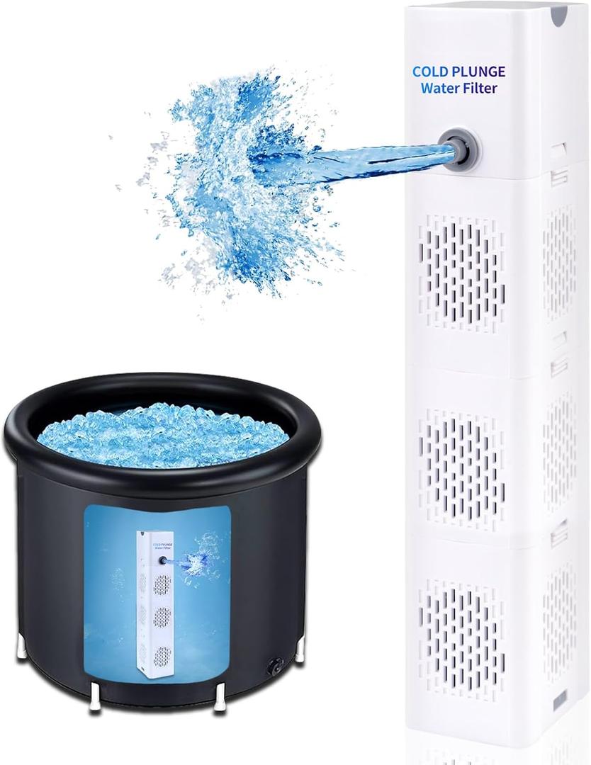 GFYYBKJ Cold Plunge Filter, Upgrade-3 Filter Boxes, 500 GPH Cold Pod Ice Bath Tub Filter, Ice Bath & Cold Plunge Accessories, Reusable Ice Bath Tub Filter, Ice Bath Water Cleaner