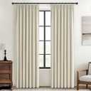 Cream Pinch Pleated Blackout Summer Curtains 86 Inch Length 2 Panels Set for Living Room,Farmhouse Linen Blend Thermal Burg for 86-88 inch Window Heat Blocking Drapes Room Darkening Light Beige