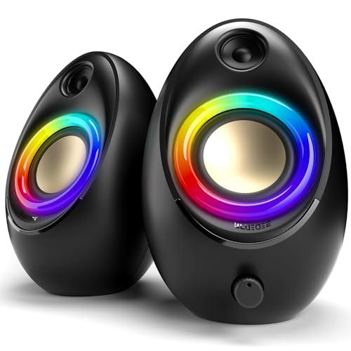 Bluedee Computer Speakers for Desktop PC, 20W Peak Power Bluetooth 5.4 USB/USB-C Powered PC Speakers with RGB Glow, Plug & Play Clear Stereo Sound with Enhanced Bass for Desktop, Laptop & Home Office