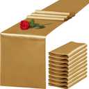 10 Pack Satin Table Runner 12 x 108 Inch Long Old Gold Silk Table Runner for Wedding Party Banquet Birthday Decoration
