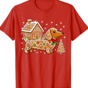 Gingerbread Dachshund Christmas Tree House Cookie Dog Lover T-Shirt