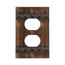 Rustic Farmhouse Brown Wood Barn Door Duplex Outlet Cover Country Single Wall Plate Decorative Electrical Receptacle Covers Faceplate for Kitchen Bedroom Bathroom Accessories 5" x 3"