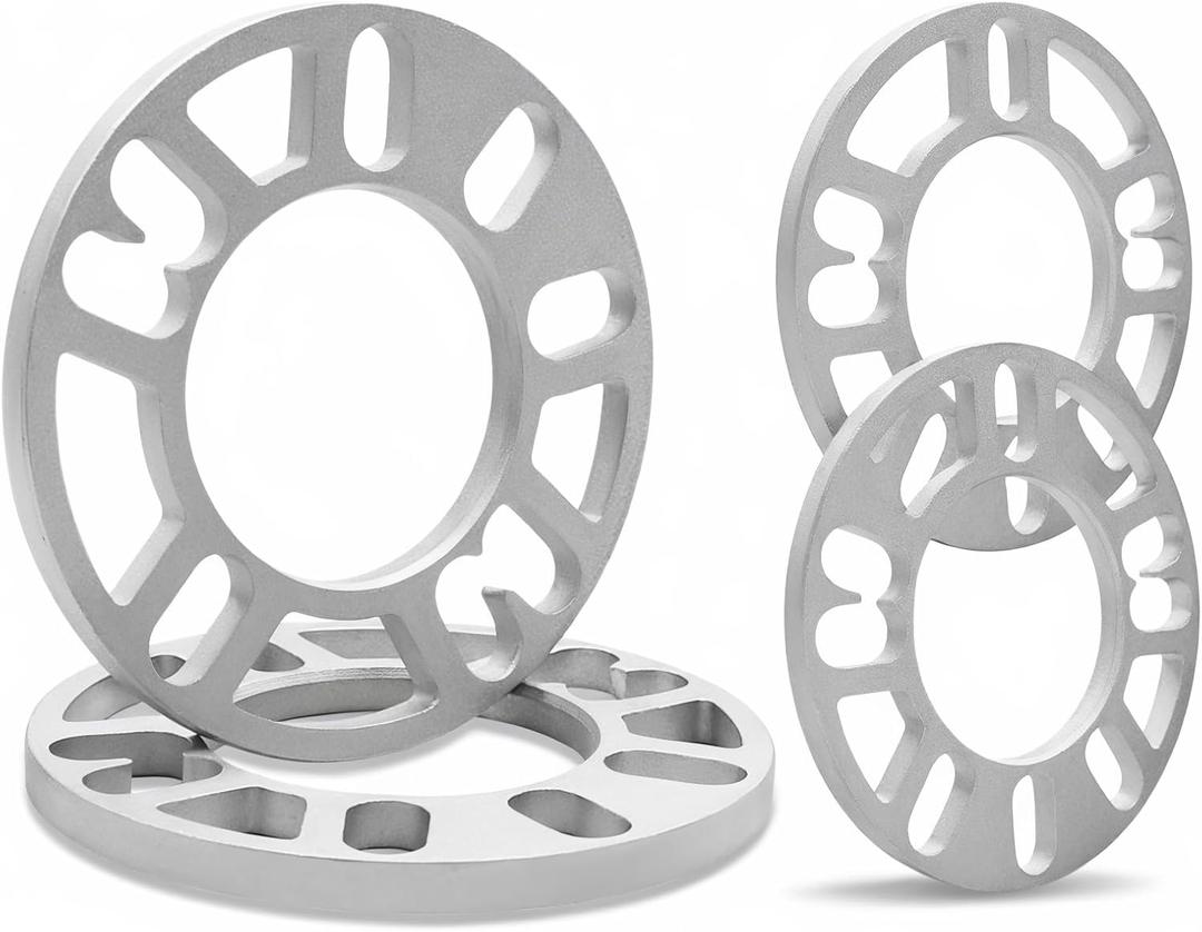 4 Pack Universal Wheel Spacers, 0.39"(10mm) Die Cast Replacement Aluminum Spacer for 4 & 5 Lugs Wheels/Rims, Fits 98 to 120mm Multiple Bolt Pattern, 4x100, 4x108, 4x110, 5x114.3, 5x4.5, 5x120 (Silver)