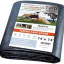 TEZONG Tarps Heavy Duty Waterproof 14x14ft,Black Plastic Tarps Large Multipurpose Outdoor Tarp Cover Thick Poly Tarpaulin 16MIL for Emergency Rain or Sun, Roof, Patio Furniture, Firewood, Canopy
