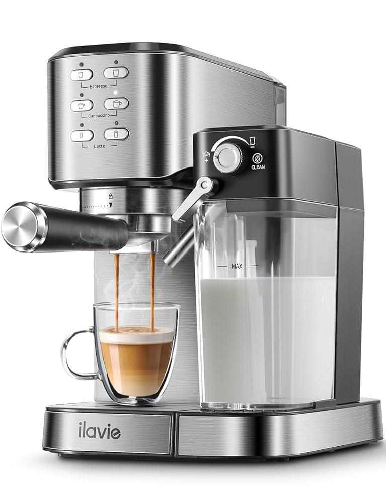 Espresso Machine with Integrated Automatic Milk Frother 6 in 1, 20 Bar Espresso Cappuccino Latte Maker with 24 oz Detachable Milk Reservoir, Ideal for Home Use