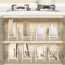 2 Large 1 Small Triangle Plate Holders Organizers Upright Cabinet Dish Drying Racks Metal Plate Dish Organizers Racks Stands for Countertop and Cupboard White