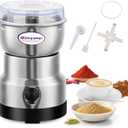 Moongiantgo Coffee Grinder Electric, Mini Spice Grinder, 200W 10s Fast Grinding, Dry Grain Mill for Spices Seeds Rice Beans Seasonings, with Replacment Stainless Steel Blade (Silver, 110V)