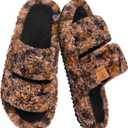 EverFoams Womens Fuzzy Open-toe Slippers Soft Comfy Memory Foam Indoor House Shoes, Size 7-8
