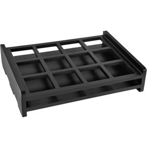 Shot Glass Holder, 12 Storage Holes Party Server Vintage Black Wood Shot Glass Tray (Shot Glass Not Included)