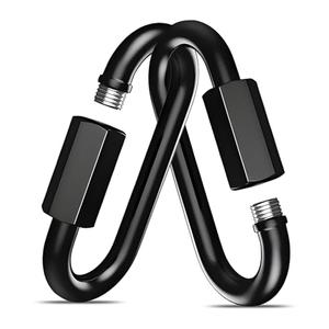 2Pack Black Heavy Duty Quick Links, 4Inch Threaded Quick Chain Link Connectors, 3/8” Locking Carabiners, 2000 LBS Capacity Chain Hooks for for Hammock Camping