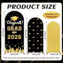 3 Set Graduation Party Decorations 2026 Graduation Arched Backdrop Cover Grads Parties Arch Covers Graduates of 2026 Party Supplies Arch Covers Spandex Stretchy Arched Cover, Black and Gold
