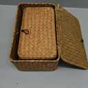 Set of 2 Wicker Basket with Lid, Seagrass Woven Basket for Storage, Decorative Storage Baskets Bins for Organizing Home