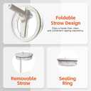 40 oz Tumbler Flip Straw Lid Replacement Compatible with HydroJug, Spill Proof Splash Resistant Tumbler Lids,Leak Proof Tumbler Cover for Cup Accessories,Pack of 2 (Cream White)