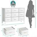 VASICAR 43.3'' Wide TV Stand with 9 Drawers White Dressers for Kids Bedroom, 11.8"D x 43.3"W x 29.9"H