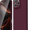 oakxco for iPhone 16 Pro Phone Case Liquid Silicone, Thin Slim Soft Rubber Gel TPU Plain Protective Simple Cover for Women Girl Cute, Matte Solid Color Aesthetic, Burgundy Wine