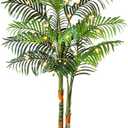 5FT Artificial Palm Tree Tall Plant with Planter & Moss, Realistic 2Trunk Artificial Tree with Lights, Lifelike Leaves Fake Palm Tree, Low Maintenance Palm Tree Decor for Home Office Living Room