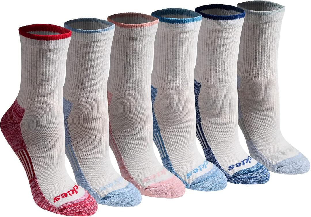Dickies Women's Dri-Tech Advanced Moisture Wicking Mid-Crew Socks, (6, 12 Pairs), Oatmeal Assorted (6 Pairs), Medium