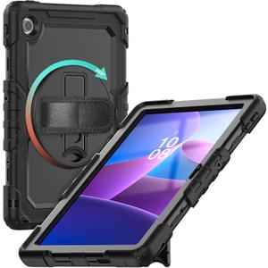 Gylint Case for Lenovo Tab 10.1 inch 2025 Tablet, Rugged Heavy Duty Shockproof Rotating Kickstand Protective Cover for Lenovo Tab 10.1 TB-311FU / Lenovo Tab K10 (2nd Gen) TB-311XU Black