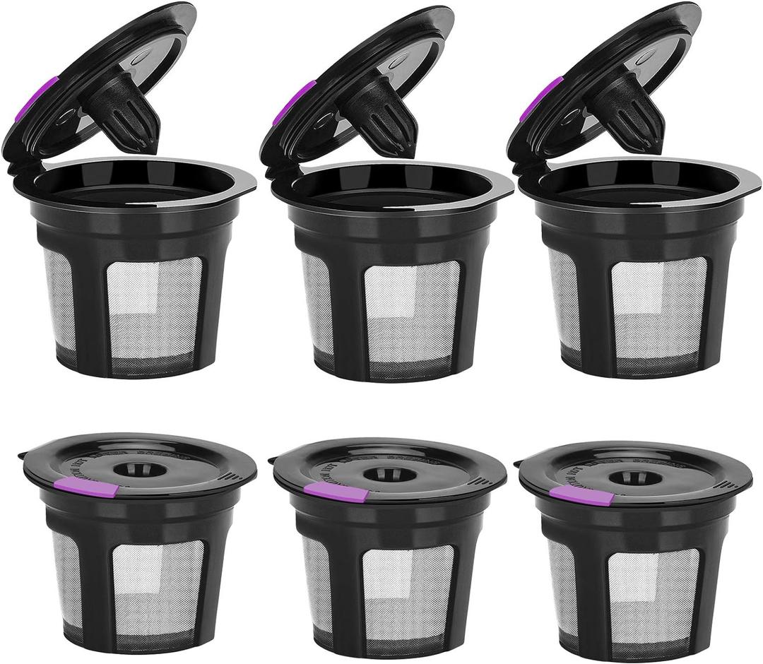 Reusable K Cups For Keurig, Reusable K CUP Coffee Filter Refillable Single K CUP for Keurig 2.0 1.0 BPA Free-6 Packs