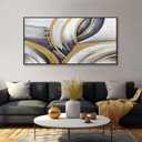 Framed Abstract Wall Art Black White and Gold Abstract Painting Canvas Wall Artwork Modern Home Wall Decor for Living Room Bedroom Office 24"x48"