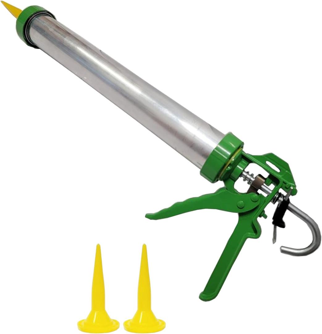 SAUSAGE CAULK GUN KIT- 20 oz/600ml - Manual Drive - 18:1 Thrust - Metal Body - 16" Aluminum Tube - Easy responsive grip