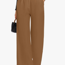 FUNYYZO Wide Leg Pants Women's High Elastic Waisted in The Back Business Work Trousers Long Straight Suit Pants, M