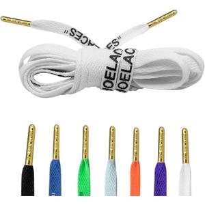 Loop King Laces 1 Pair Off White Style Shoe Laces with Gold Tips