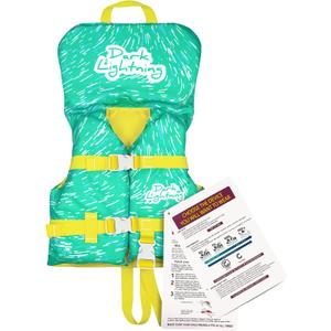 Dark Lightning Coast Guard Approved Baby/ Infant Life Vest, USCG Kids Life Jacket 0-30 lbs, Toddler Floaties 20-30 Pounds, Toddler Swim Vest/ Water Wings Arm Floaties in Puddle/ Sea (Green)
