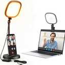 yAyusi Full Screen Desk Ring Light with Stand, Retractable Dual-Use Desktop/Clip On Ring Light for Computer Laptop, Portable Ring Lights for Phone, Dimmable Selfie LED Ring Lights for Video Recording