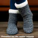 cosyone1997 Women's Fuzzy Slipper Socks with Non-slip Grippers, Cozy & Unique Gifts (Grey)