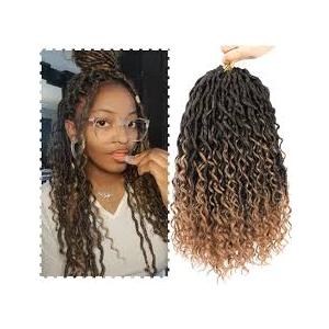 SamBraid Goddess Locs Crochet Hair 14 Inch, 8 Packs New Goddess Faux Locs Crochet Hair for Black Women, River Hair with Curly Ends (14Inch, 27#, 8Packs)