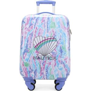 NAUTICA Kids Luggage - 18" Airline Approved Rolling Hardside Upright Carry-on Suitcase with Wheels (Pastel Shell)